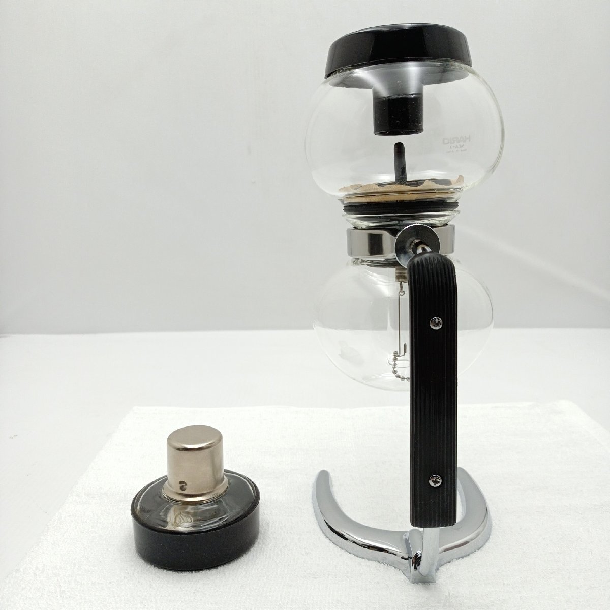 コーヒーサイフォン モカ HARIO ハリオ MCA-3B ３人用 ブラック 黒 COFFEE SYPHON 取説なし 付属品欠品あり 中古品 現状品【道楽札幌】_画像3