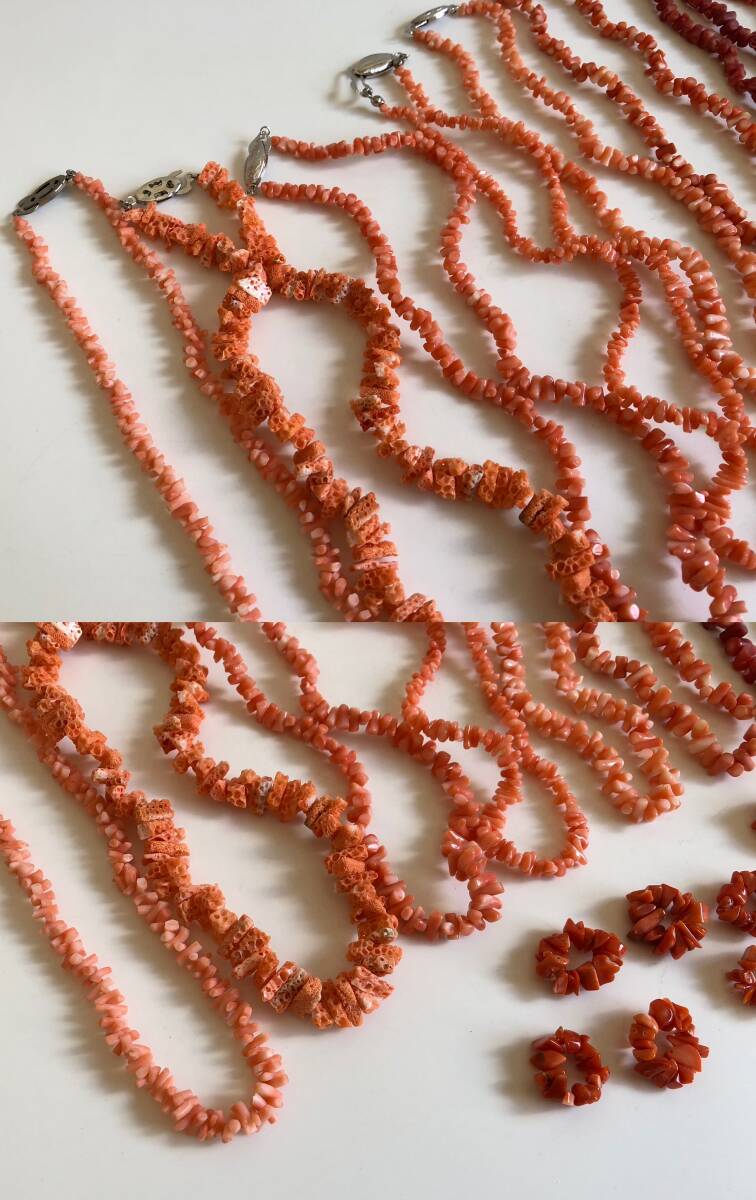 本珊瑚 サンゴ 桃 赤 ネックレス アクセサリー ルース おまとめ 約 469g_画像5