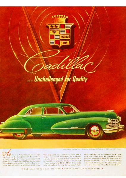 *1946 year. automobile advertisement Cadillac 1 Cadillac