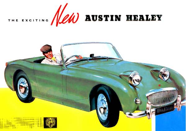 *1959 year. automobile advertisement Austin Healey sprite AUSTIN