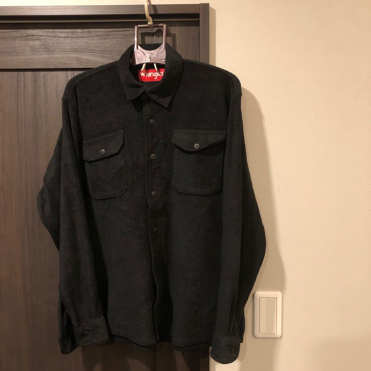 古着大量出品 Wrangler フリースシャツ 長袖シャツ 黒 古着 90s ヴィンテージ_画像2