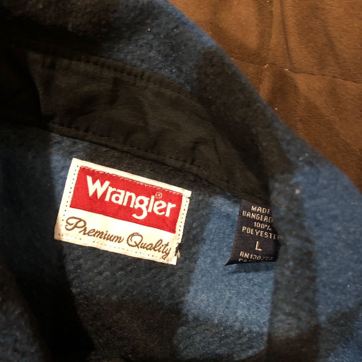 古着大量出品 Wrangler フリースシャツ チェック 長袖 70s ヴィンテージ ブルー ブラック_画像3