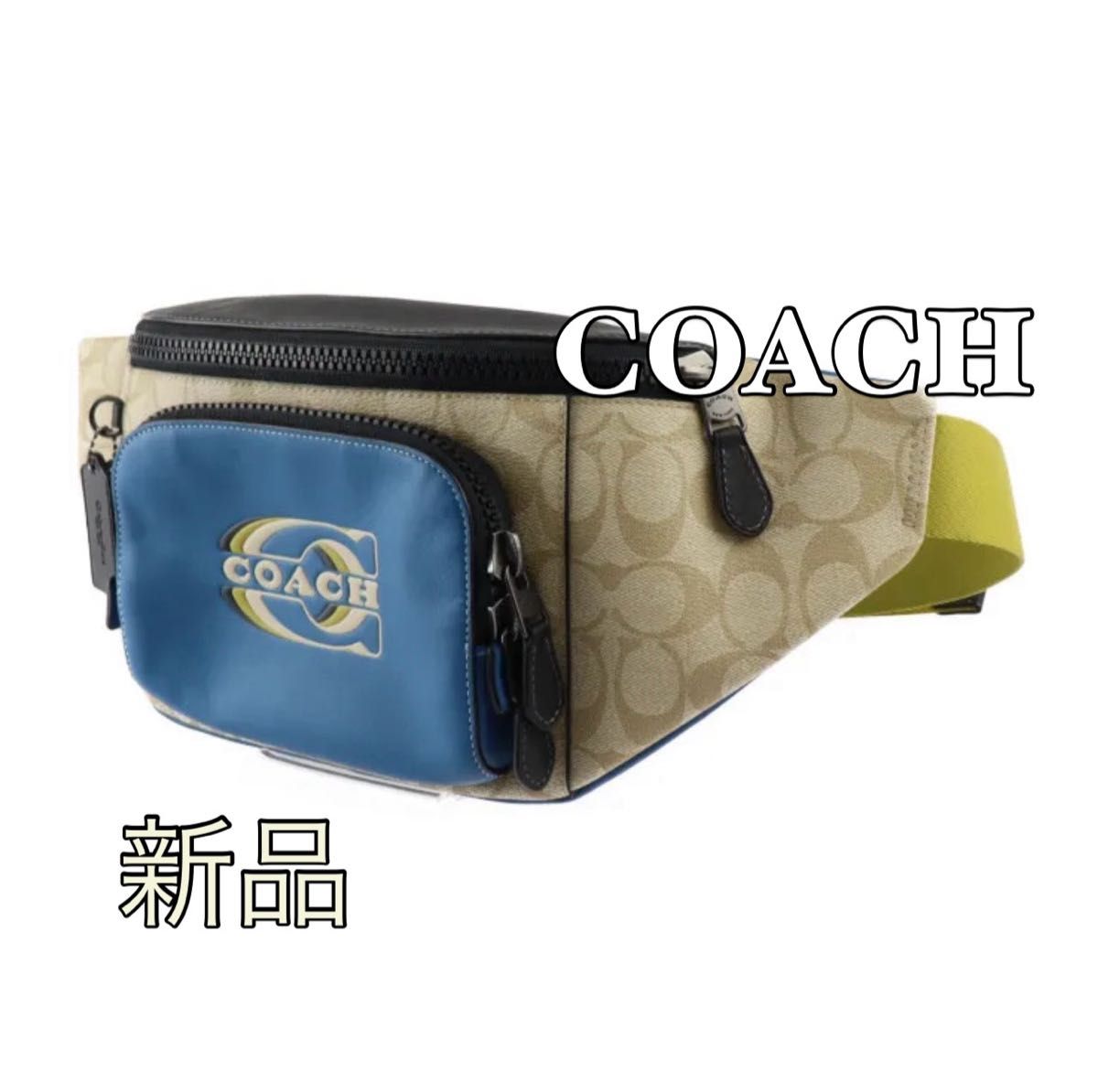 【COACH】コーチ ウエストバッグ CH587 PVC  レザー     ブルー /ベージュ シグネチャー  