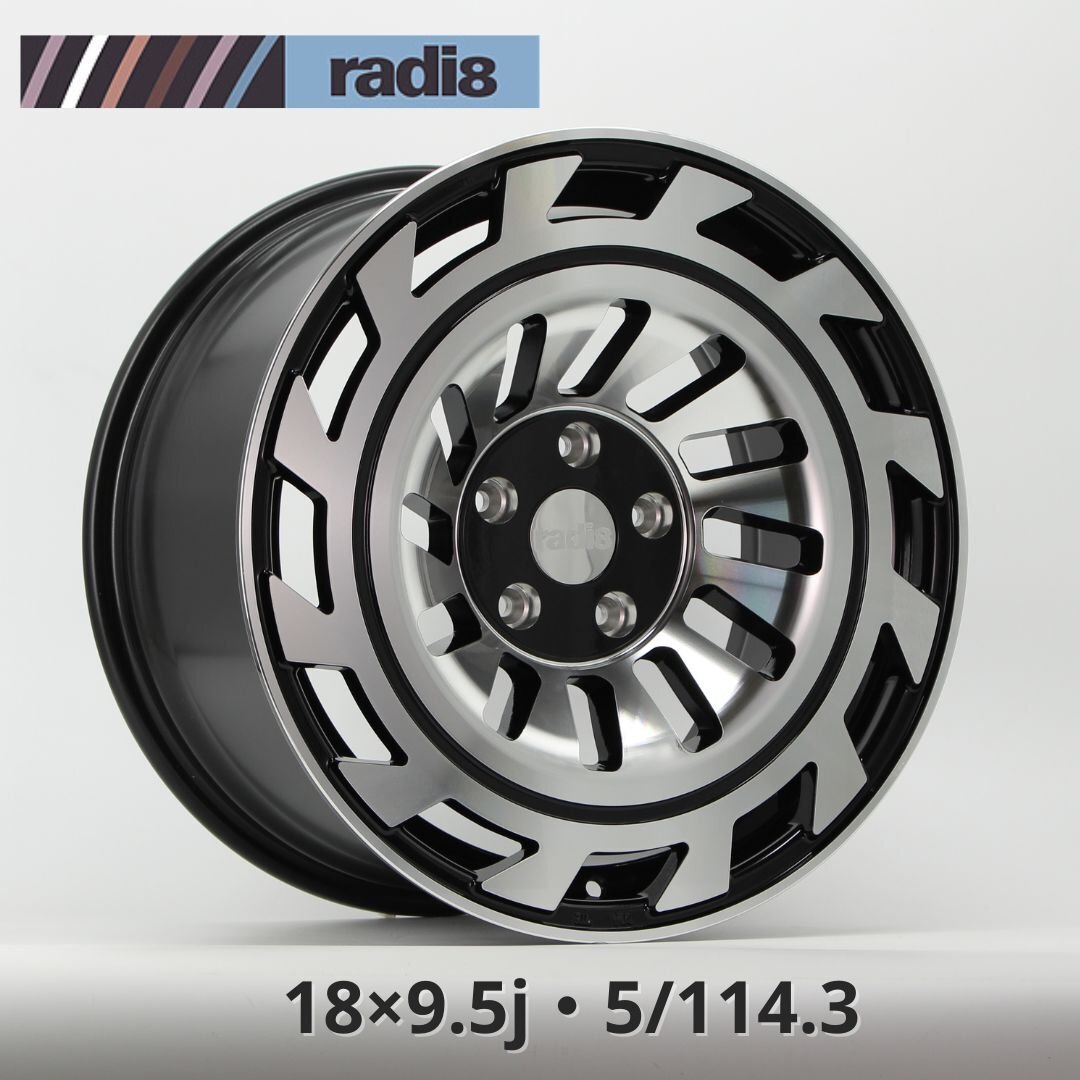 ☆ 送料無料 4本セット ☆ radi8 18×9.5J 38 5/114.3 73.1 18インチ 5穴 ブラック アルミホイール 特価 ホイール_画像1