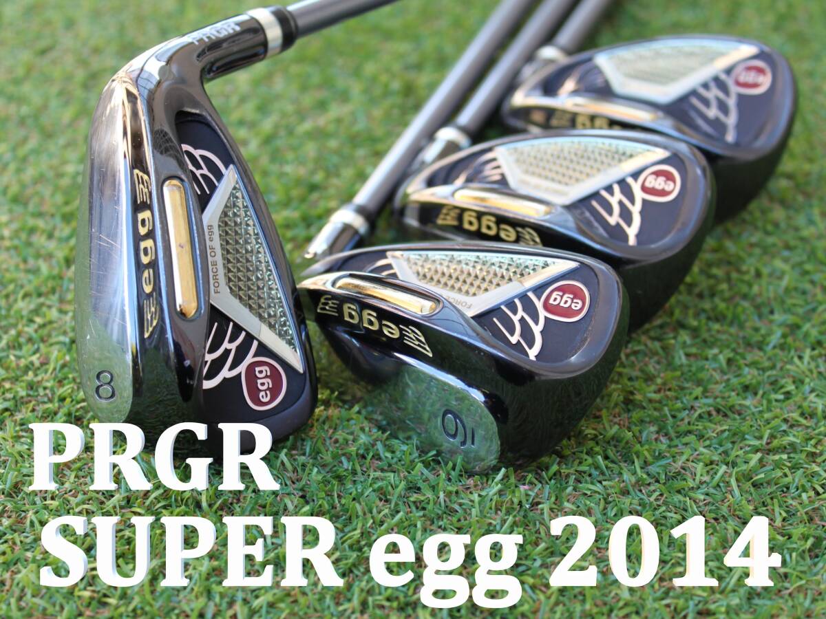 【激飛び】 PRGR　SUPER egg アイアン 2014年モデル　純正カーボン　M-35 （R2）　8,9,P,A　4本セット　メンズ　プロギア　スーパーエッグ_画像1