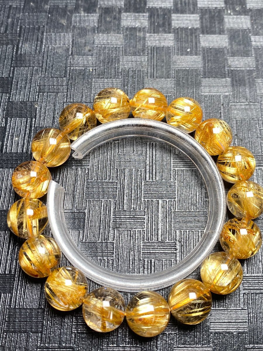 即決 0121a478最高級！！極上美品 ★【黄金タイチンルチル】★ブレス 12.5-13mm（新品）_画像1