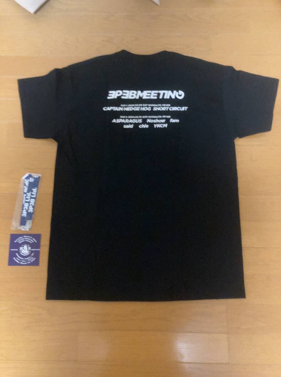 【未使用】 3p3b meeting Tシャツ L Captain Hedge Hog Short Circuit Asparagus Noshow ストラップ ステッカー付き_画像2