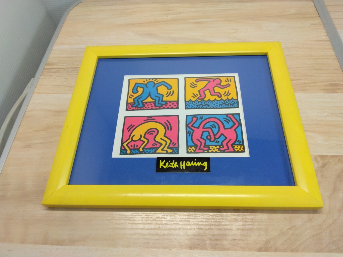 当時物　額付ポスター　アートポスター　 キース・ヘリング　keith haring インテリア　フレーム付　飾り物　壁飾り　ヴィンテージ　置物_画像1