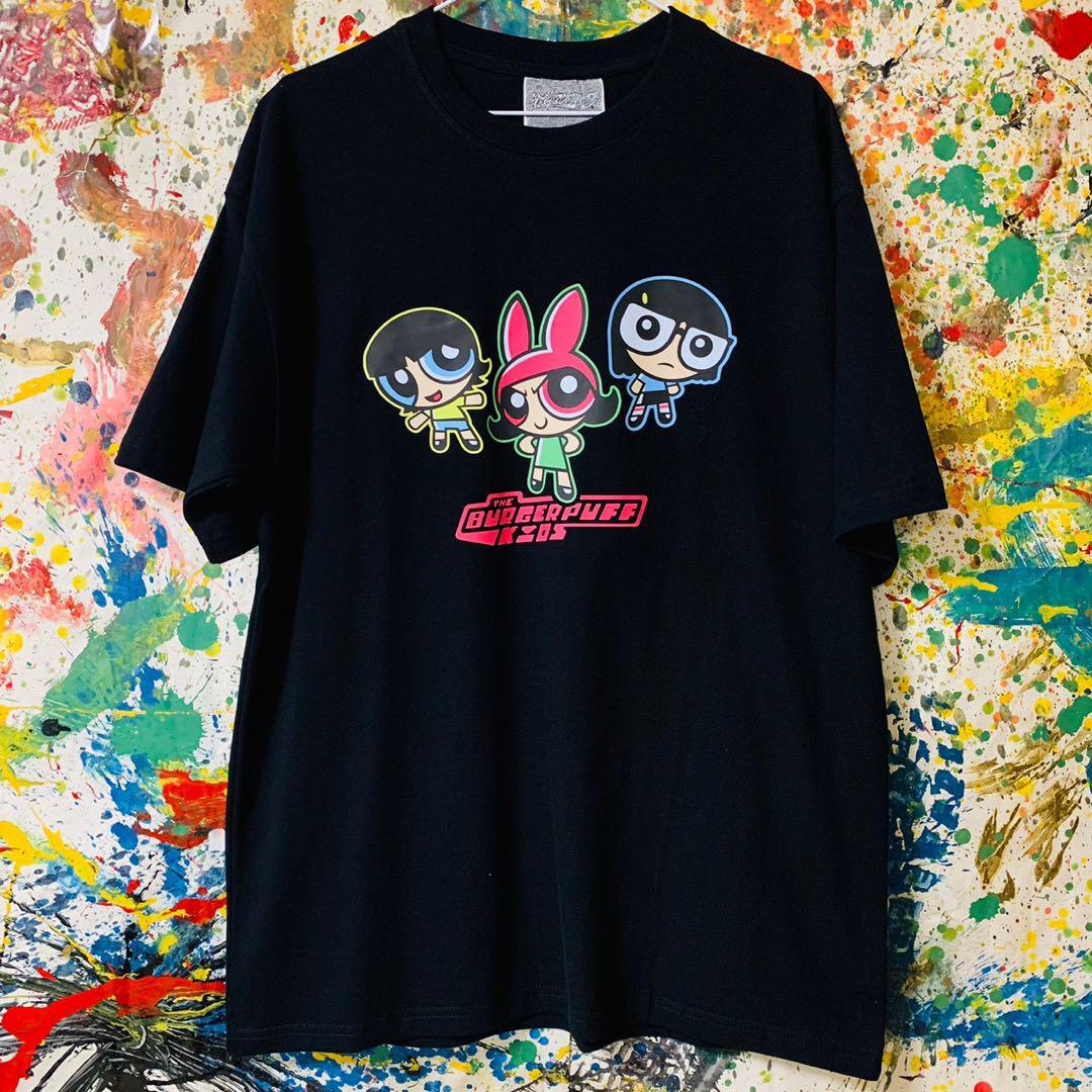 パワーパフガールズ リプリント Tシャツ 半袖 メンズ 新品 個性的 黒 ブラック ブロッサム！ バブルス！ バターカップ アメコミ_画像1