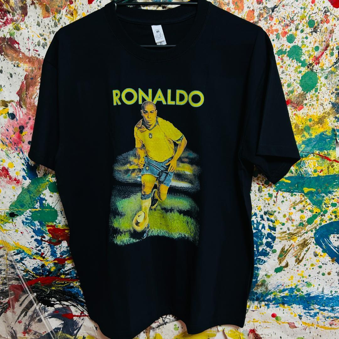 ロナウド リプリント Tシャツ 半袖 メンズ 新品 個性的 黒 ブラジル メッシ サッカー選手 ワールドカップ ブラジル代表 ロベルトカルロスの画像1