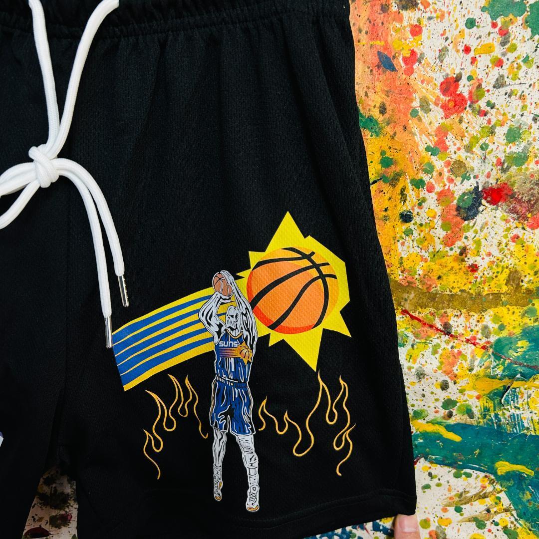 サンズ ショートパンツ 短パン バスケパンツ メンズ 新品 NBA 2xl SUNS ハーフパンツ バスケットボール お洒落 ハイデザイン_画像3