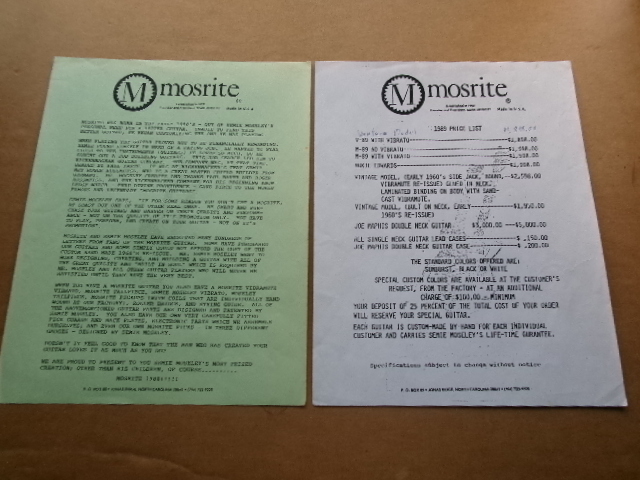 Mosrite USA セミ―モズレー制作オリジナル/モズライト公式カタログ、価格表、大型ポスター、ブロマイド　　ベンチャーズmodel_画像5