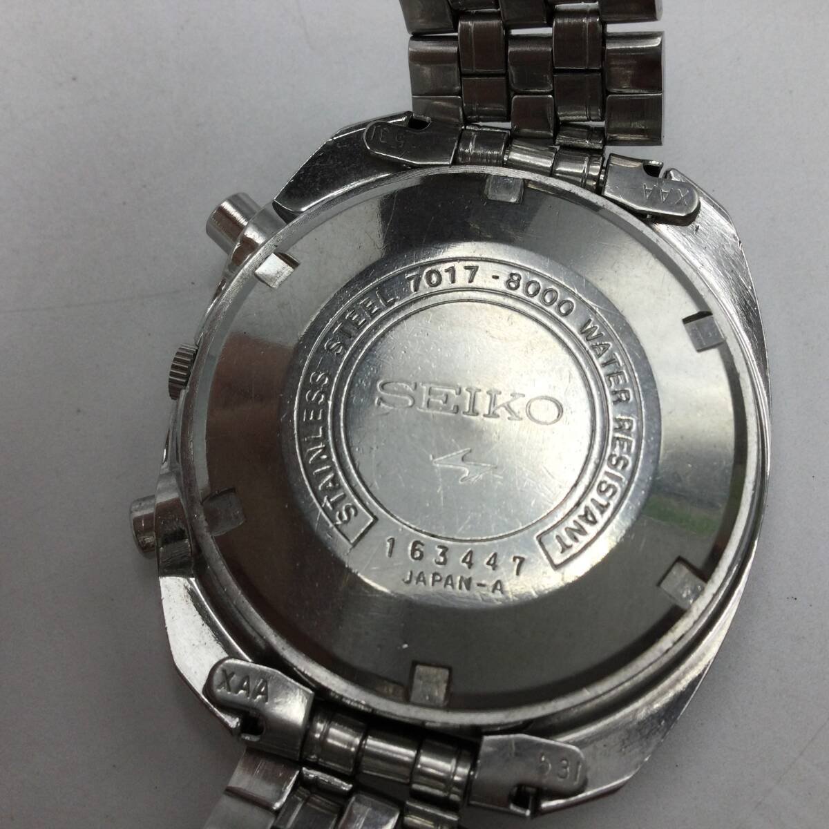 T24●【AT/稼働】セイコー SEIKO 5 SPORTS 7017-8000 Speed-Timer ファイブスポーツ 自動巻き デイデイト メンズ腕時計 現状品 ●_画像6