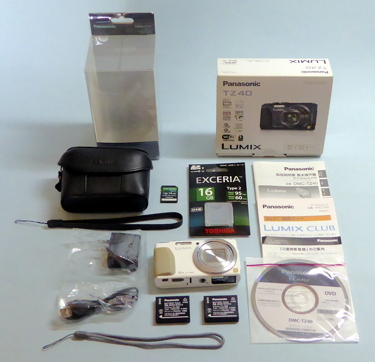 Panasonic/LUMIX DMC-TZ40-W/ホワイト/ケース、予備バッテリー、SDカード付/中古美品