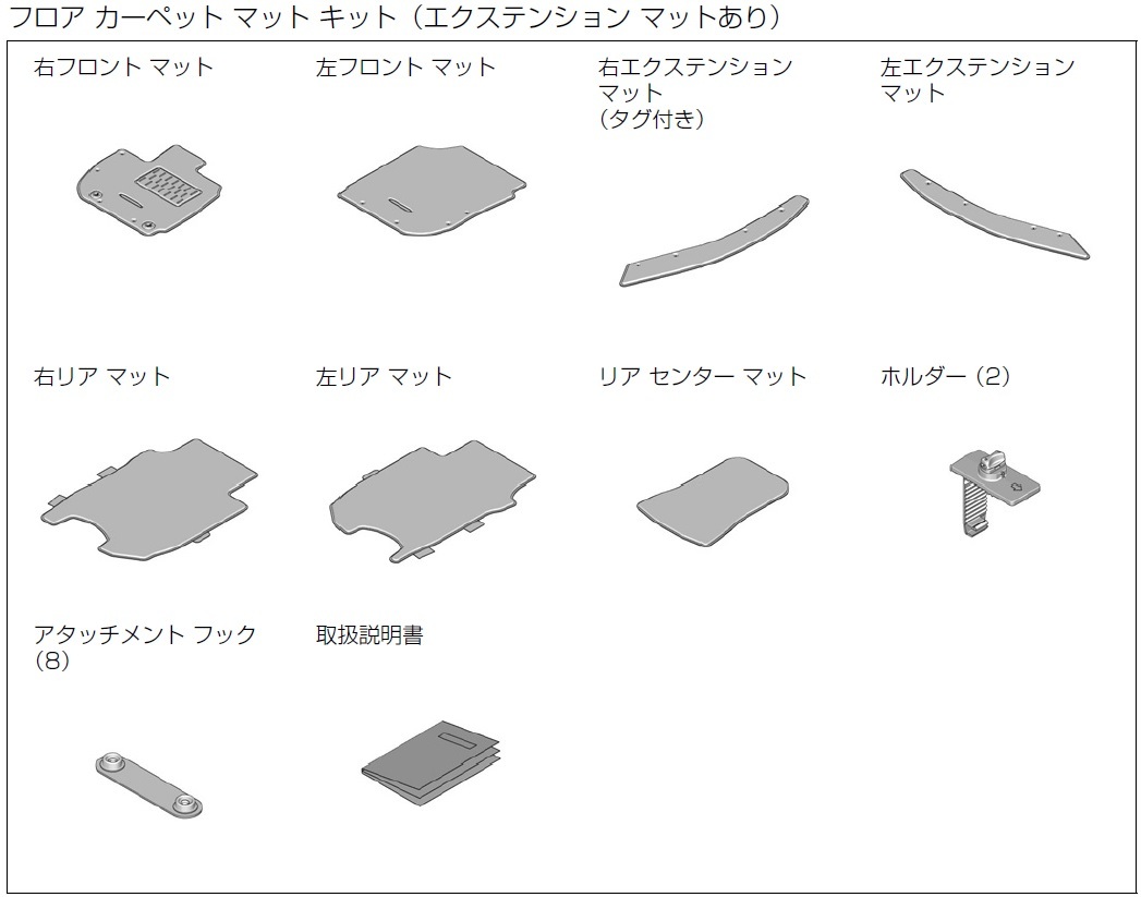 ■ホンダ ヴェゼル/ヴェゼル ハイブリッド(RU1/RU2/RU3/RU4)用 純正フロアカーペットマット エクステンションマット付(A11)_画像6