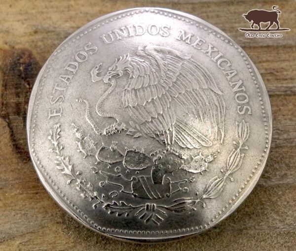 ◎コンチョ ネジ式　メキシコ　5ペソ　イーグル　27mm　コイン　ネジ式_画像1