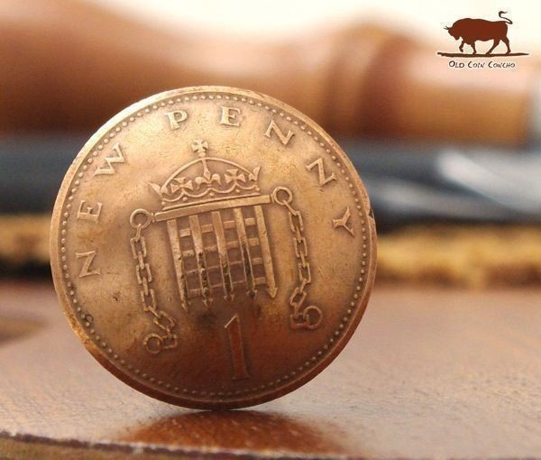 ◆コンチョ ネジ式　イギリス　1ペニー　門　20mm コイン ボタン_画像1