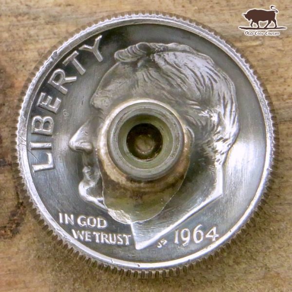 ■コンチョ ネジ式　アメリカ　10セント 銀貨　松明　ダイム　シルバー　17.5mm　ネジ ボタン コイン パーツ　Silver900_画像2