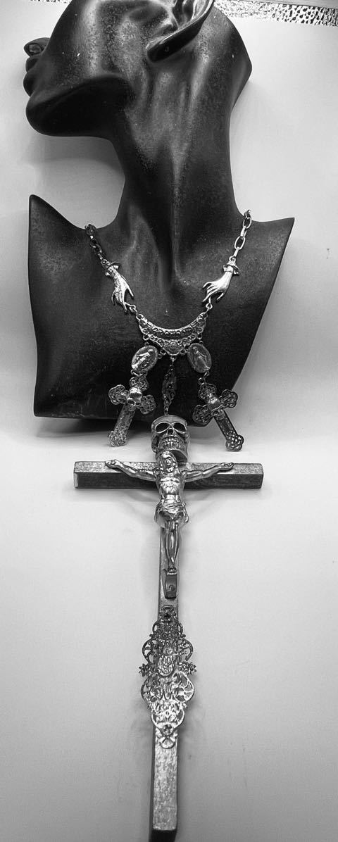 JＰG/ vintage Collection sample DX scull three cross necklace GAULTIER _画像4