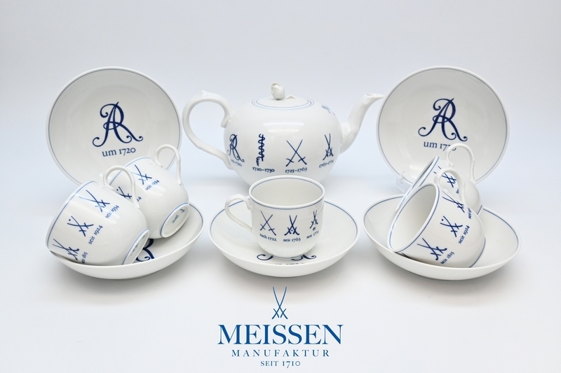 マイセン MEISSEN 歴代双剣マーク 稀■ 剣マーク [カップ & ソーサー 5客 / ティーポット1点] 揃い ■ マイセン白磁器 ドイツ №9590■