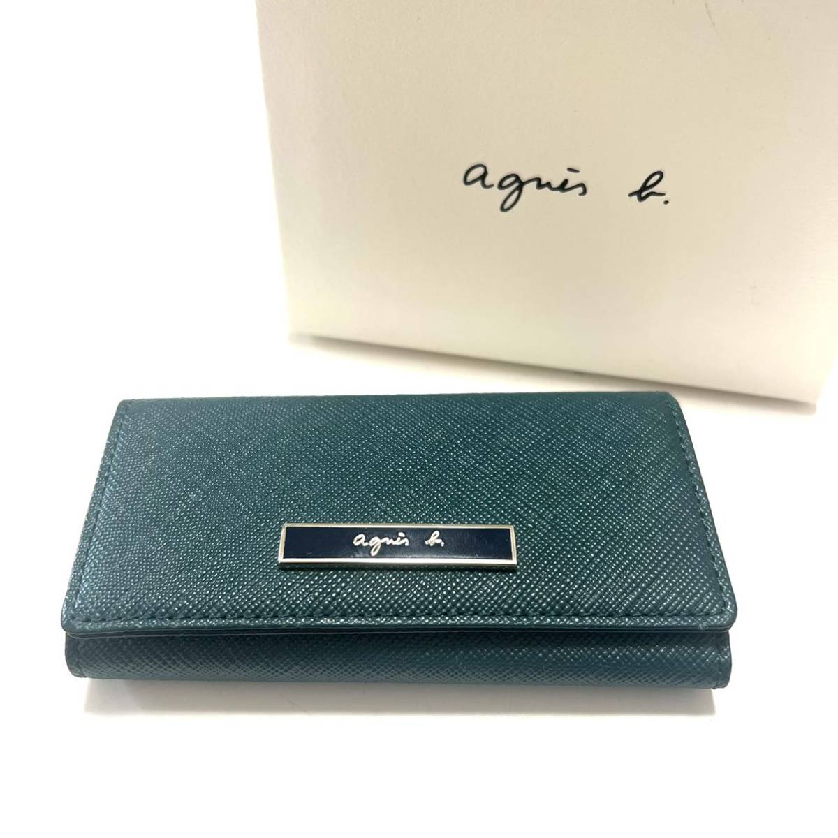 極美品】agnes b アニエスベー キーケース 4連 グリーン 緑 極美品】agnes b アニエスベー キーケース 4連 グリーン 緑