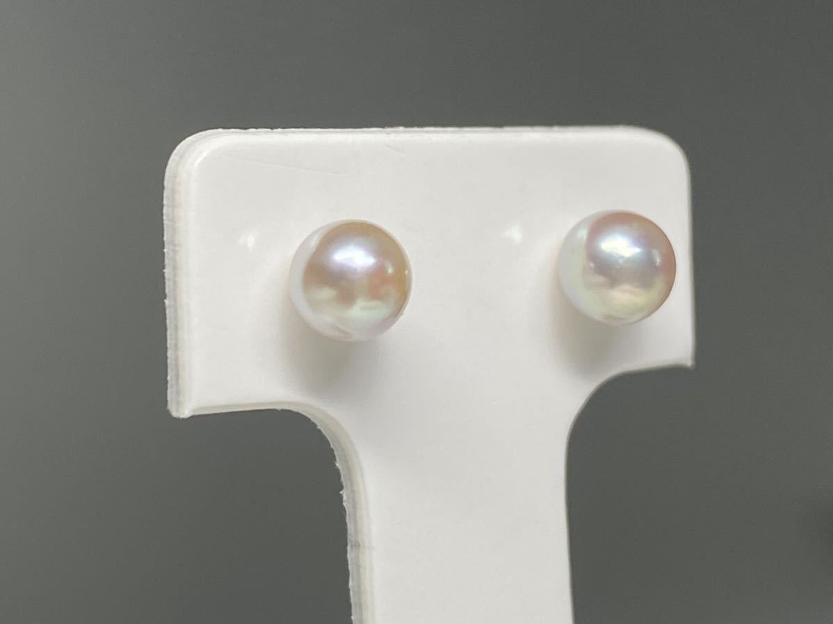 【絶品カラー 5.7mm】K18 天然 あこや真珠 照り艶抜群 0.8グラム 直結ピアス アコヤパール アコヤ真珠 pearl jewelry_画像2