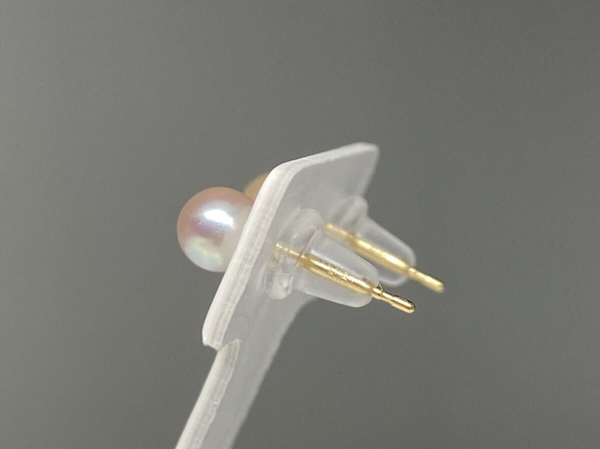 【絶品カラー 6.0mm】K18 天然 あこや真珠 照り艶抜群 0.8グラム 直結ピアス アコヤパール アコヤ真珠 pearl jewelry _画像6