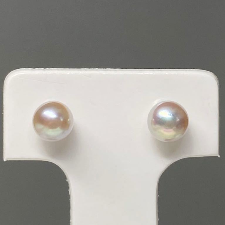 【絶品カラー 5.7mm】K18 天然 あこや真珠 照り艶抜群 0.8グラム 直結ピアス アコヤパール アコヤ真珠 pearl jewelry_画像1