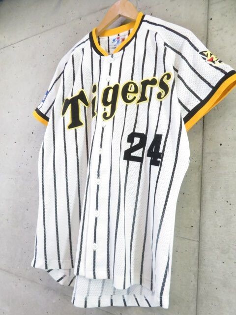 4230s2◆希少です◆当時物◆Tigers 阪神タイガース【桧山進次郎 ♯24】ユニフォーム シャツ M/アレンパ/ウインドブレーカー/良品ですの画像6