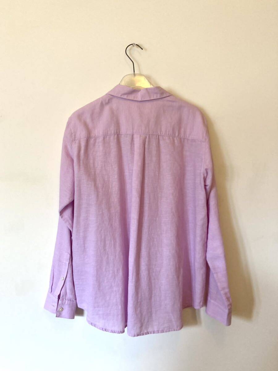  plus tePLST cotton linen long sleeve shirt lady's pink 