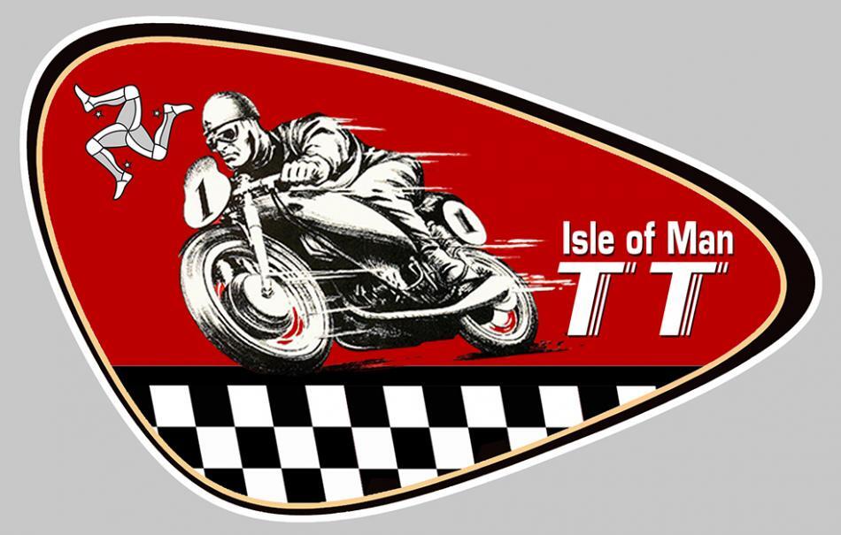 【150ｍｍｘ95ｍｍ♪マン島ツーリストトロフィーTTステッカー】イギリス ISLE OF MAN ロッカーズ カフェレーサー バイク 英国 UK GBの画像1