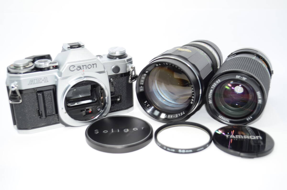 【外観並級】Canon AE‐1 シルハー / 35‐135mm F3.5‐4.5/200mm F3.5　#s4751_画像1