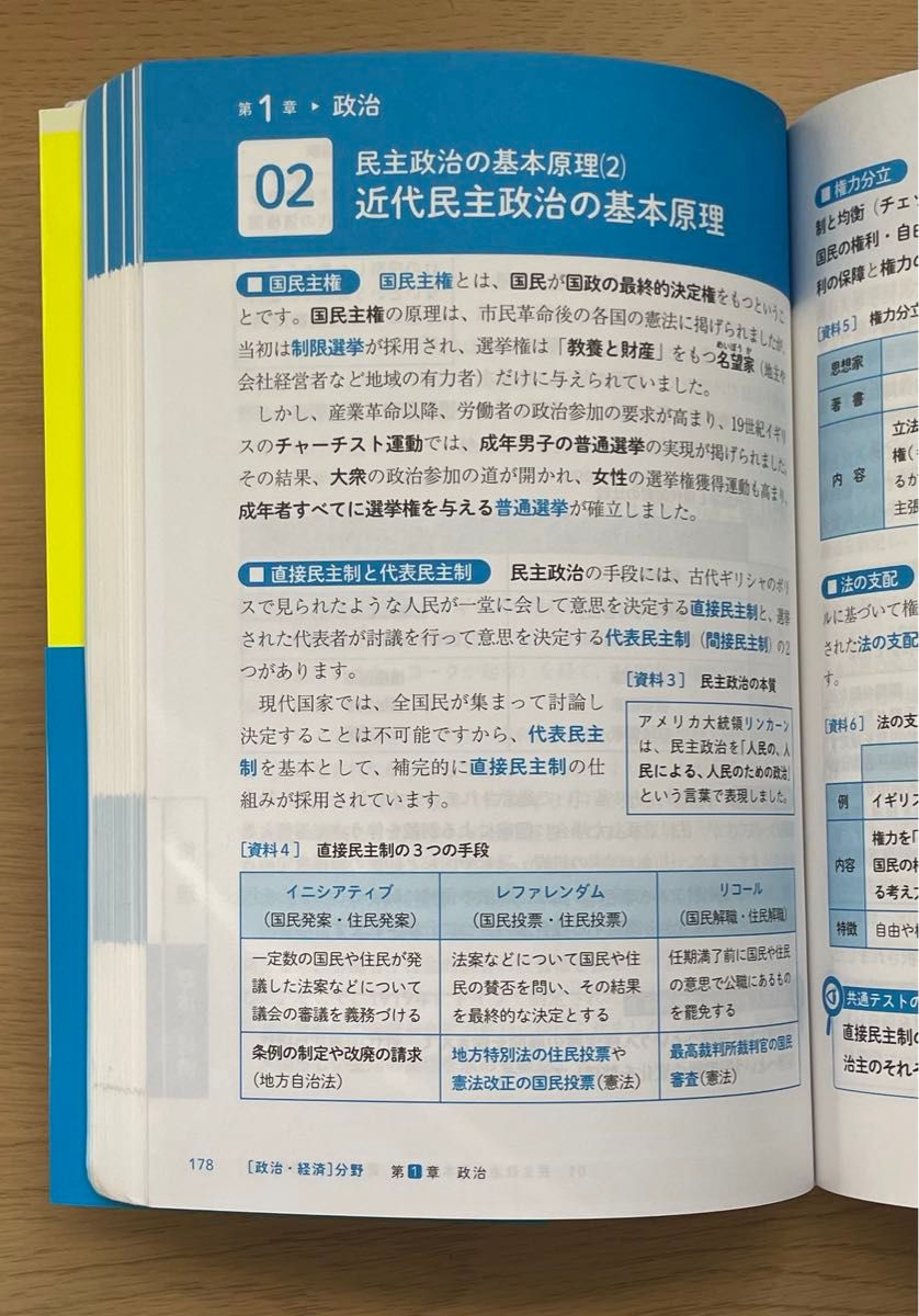 大学入学共通テスト倫理、政治・経済が１冊でしっかりわかる本 栂明宏／共著　中川雅博／共著　吉田泰史／共著 帯付き ほぼ新品