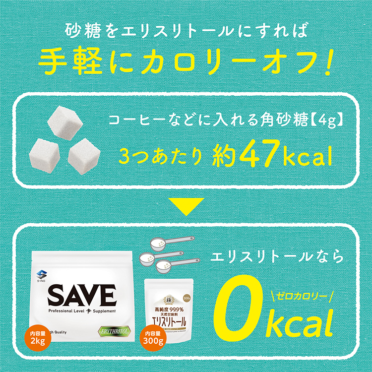 SAVE エリスリトール ( 2kg ) 高純度99.9% 天然甘味料 甘さは砂糖の約75% ( 2000g )_画像4