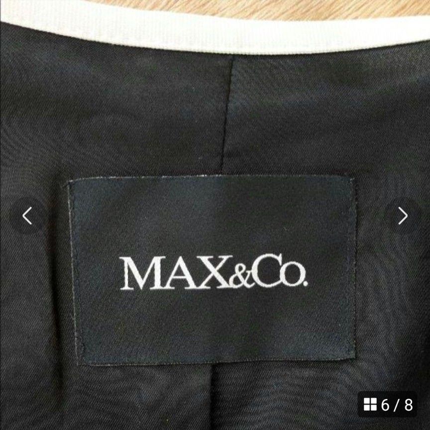 MAX＆Co. マックスアンドコー　ノーカラーワンピース　ブラック　38 黒 ブラック 七分袖 ひざ丈
