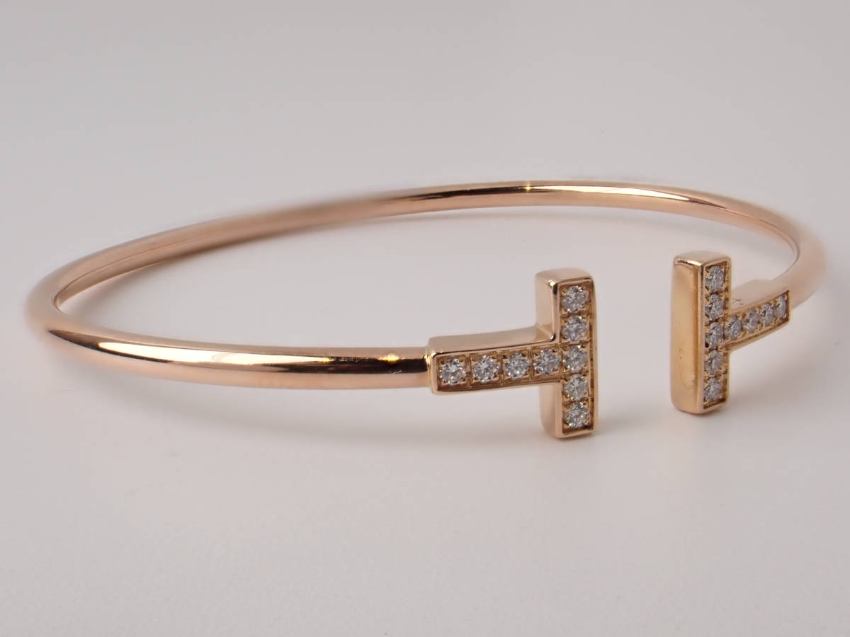 TIFFANY&Co.(ティファニー)K18RG Tワイヤーダイヤモンド ブレスレット ミディアム 8.2g K18ローズゴールド ダイヤ バングル 27-1の画像2