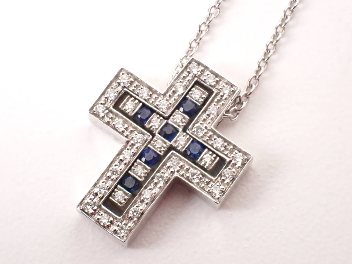 【冬バーゲン★特別送料無料!】 美品 DAMIANI(ダミアーニ) ホワイトゴールド ダイヤ サファイア 4.4g K18WG XXS ベルエポックダイヤネックレス その他
