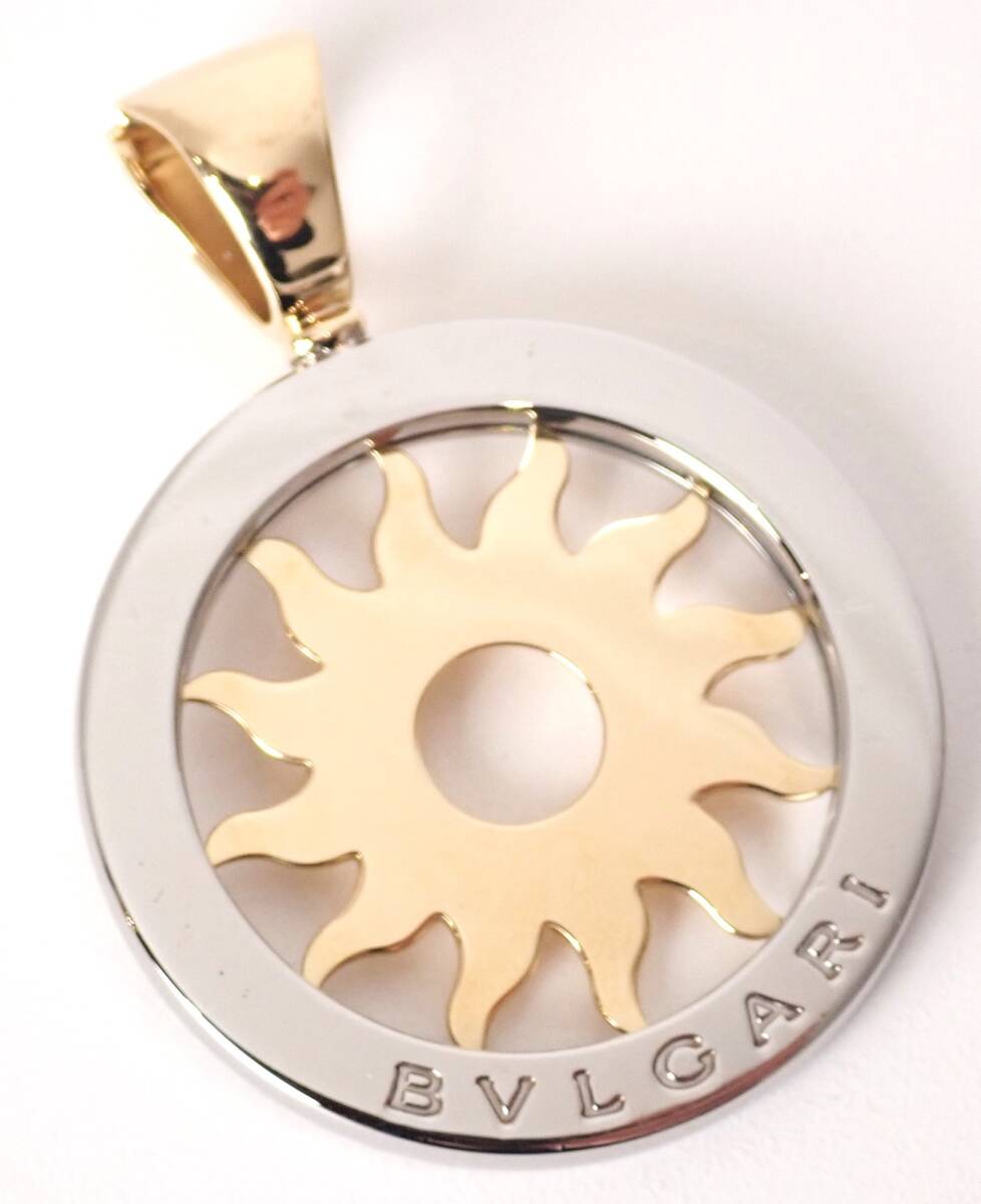 【希望者のみラッピング無料】 BVLGARI(ブルガリ) 美品 トンドサンペンダント ネックレストップ ステンレス イエローゴールド 11.7g K18/SS ペンダント