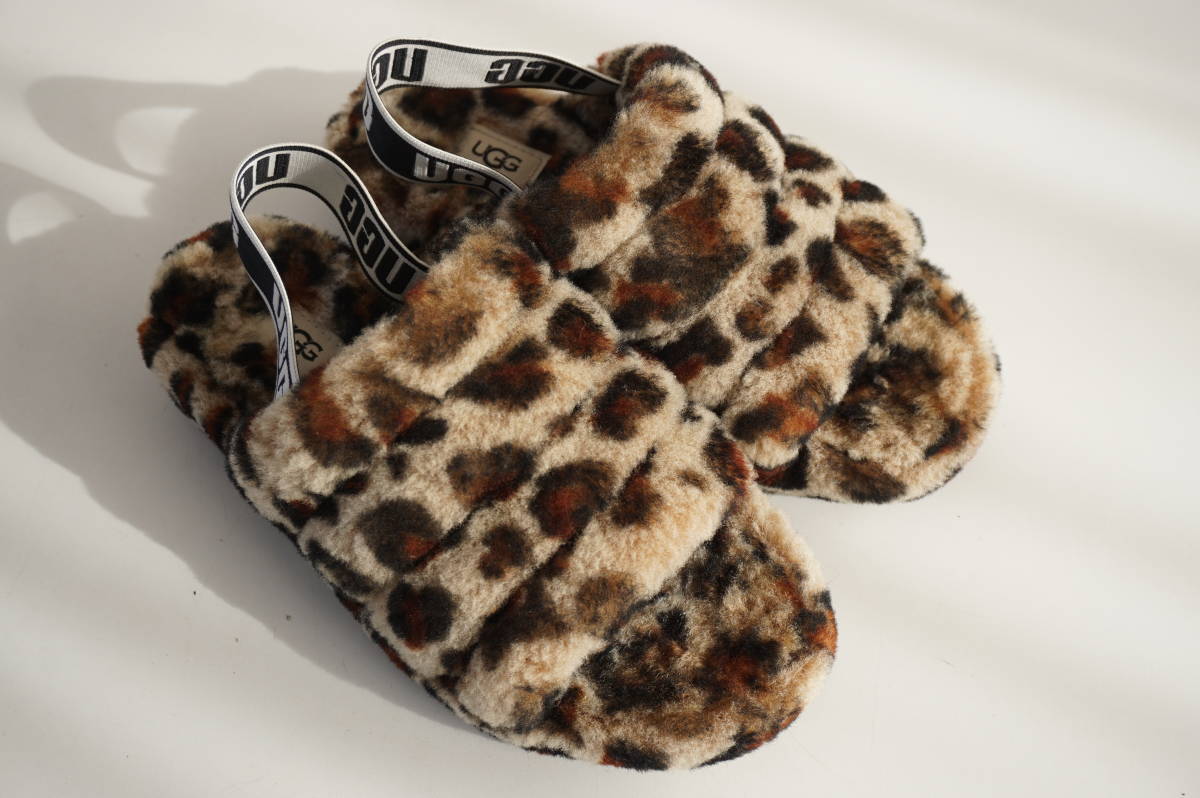 UGG/アグ*US6/23CM*ムートンシューズ/靴/サンダル*FLUFF YEAH SLIDE LEOPARD/フラッフ イヤー スライド レオパード*_画像2