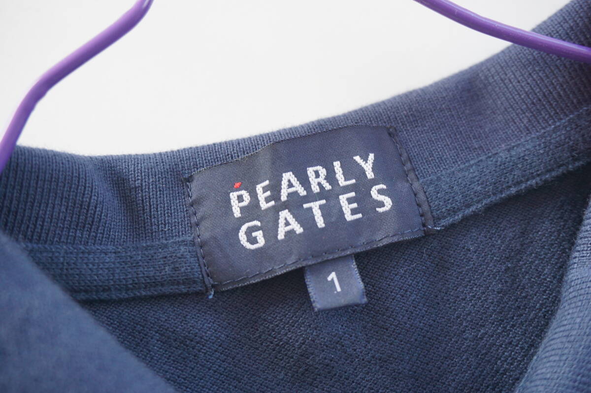 パーリーゲイツ/PEARY GATES*サイズ1*ポロシャツ/半袖*紺/ネイビー*ゴルフ*_画像4