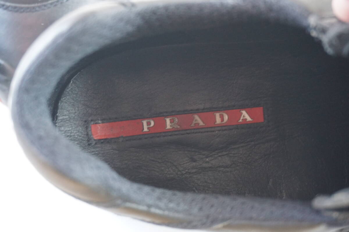 PRADA/プラダ*7（26cm-27cm相当）*スニーカー/靴/シューズ*黒/ブラック*４E 1298*レザー/革*_画像8