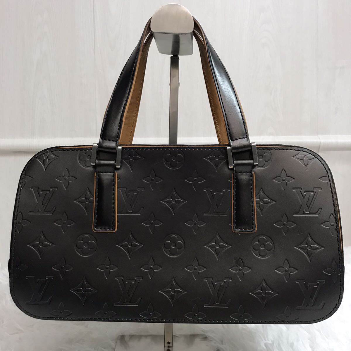 良品●ルイヴィトン LOUIS VUITTON シェルトン ハンドバッグ メンズ ビジネス モノグラム マット ノワール ミニボストンバッグ 黒_画像3