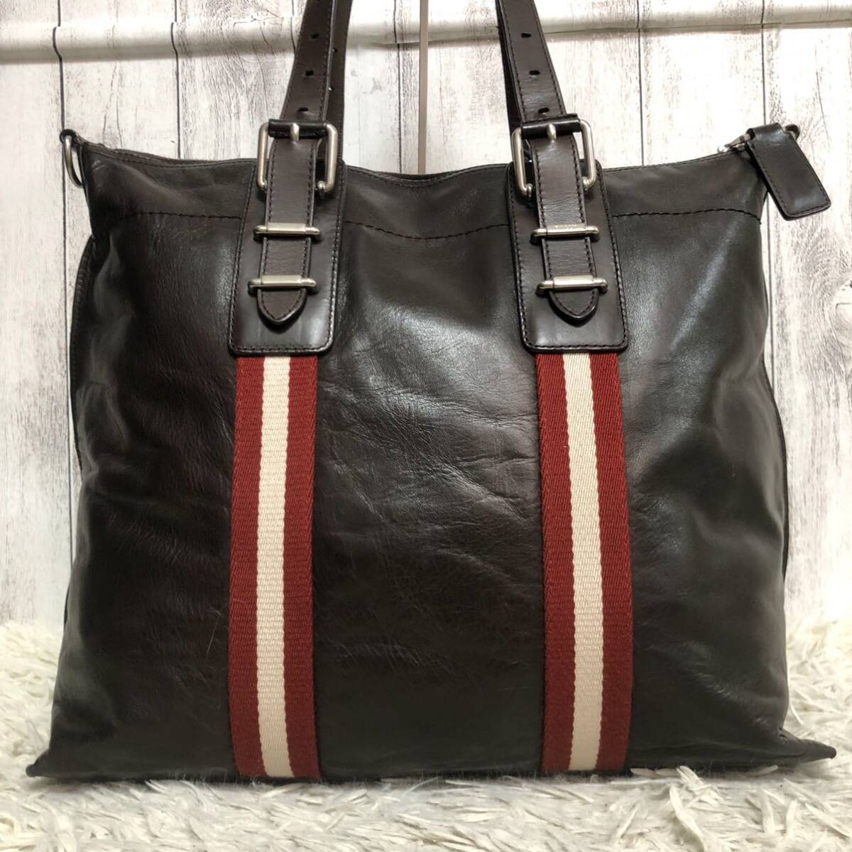 極美品/大容量●バリー BALLY トートバッグ ショルダーバッグ 2way メンズ ビジネス A4 トレインスポッティング レザー 本革 ブラウン 茶_画像2