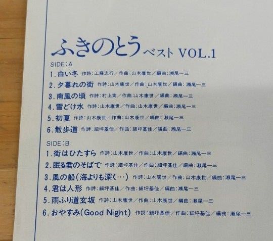 ふきのとう ベスト Vol.1 懐かしのレコードサウンド