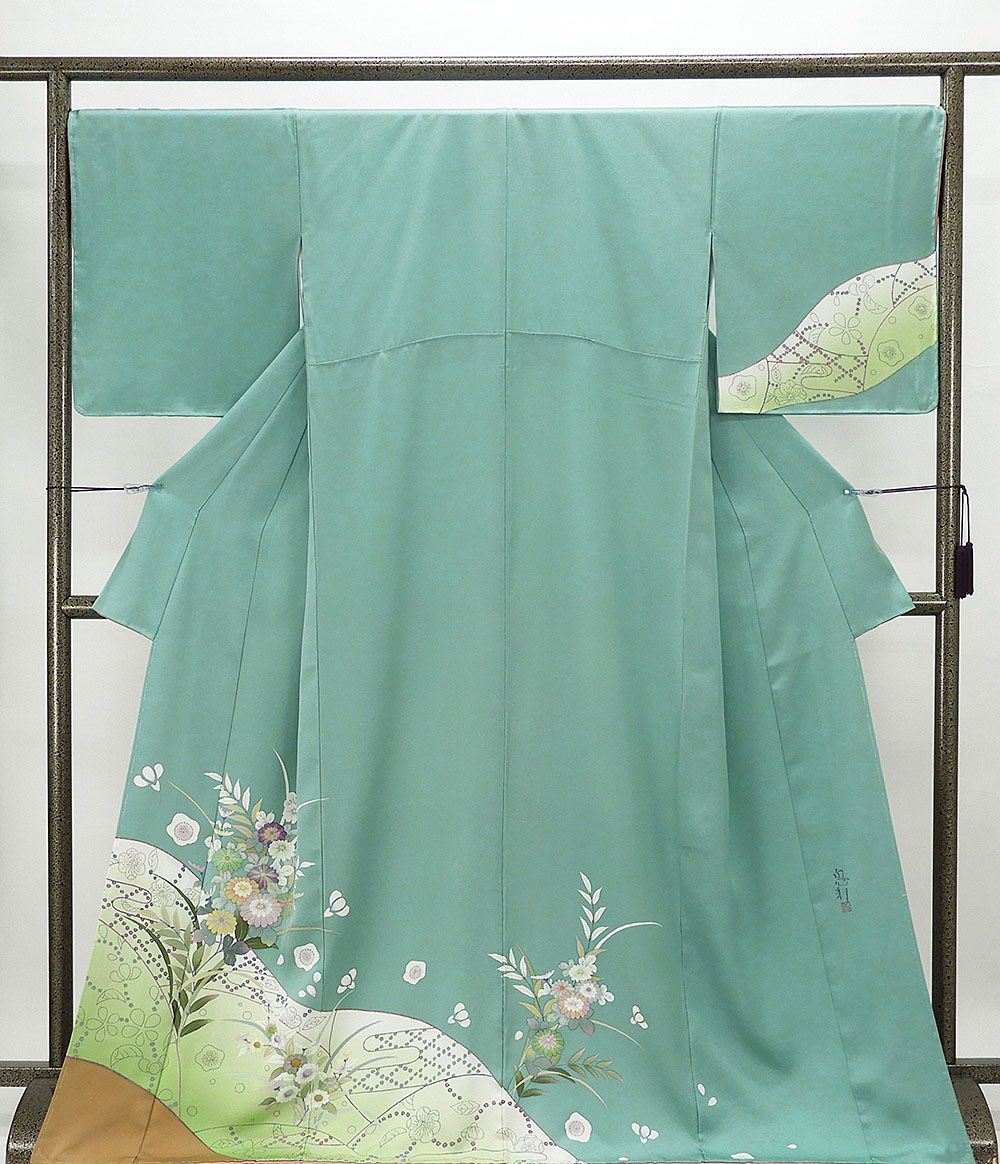 訪問着 未着用美品 正絹 四季花辻が花模様 身丈170.5cm 裄丈68.5cm 付下訪問着 未使用 新古品 着物 結婚式 入学式 卒業式 b0666