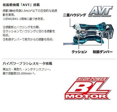 マキタ TM52DRG　(バッテリ1個・充電器・ケース付)　充電式マルチツール　18V　6.0Ah_画像3