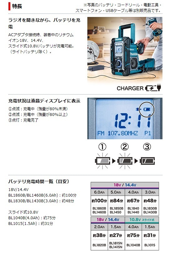  makita  MR300　 синий 　 сам товар   только ( аккумулятор  *   зарядное устройство  ''продаётся отдельно'' )　... электротехническое оборудование ... включено  радио 