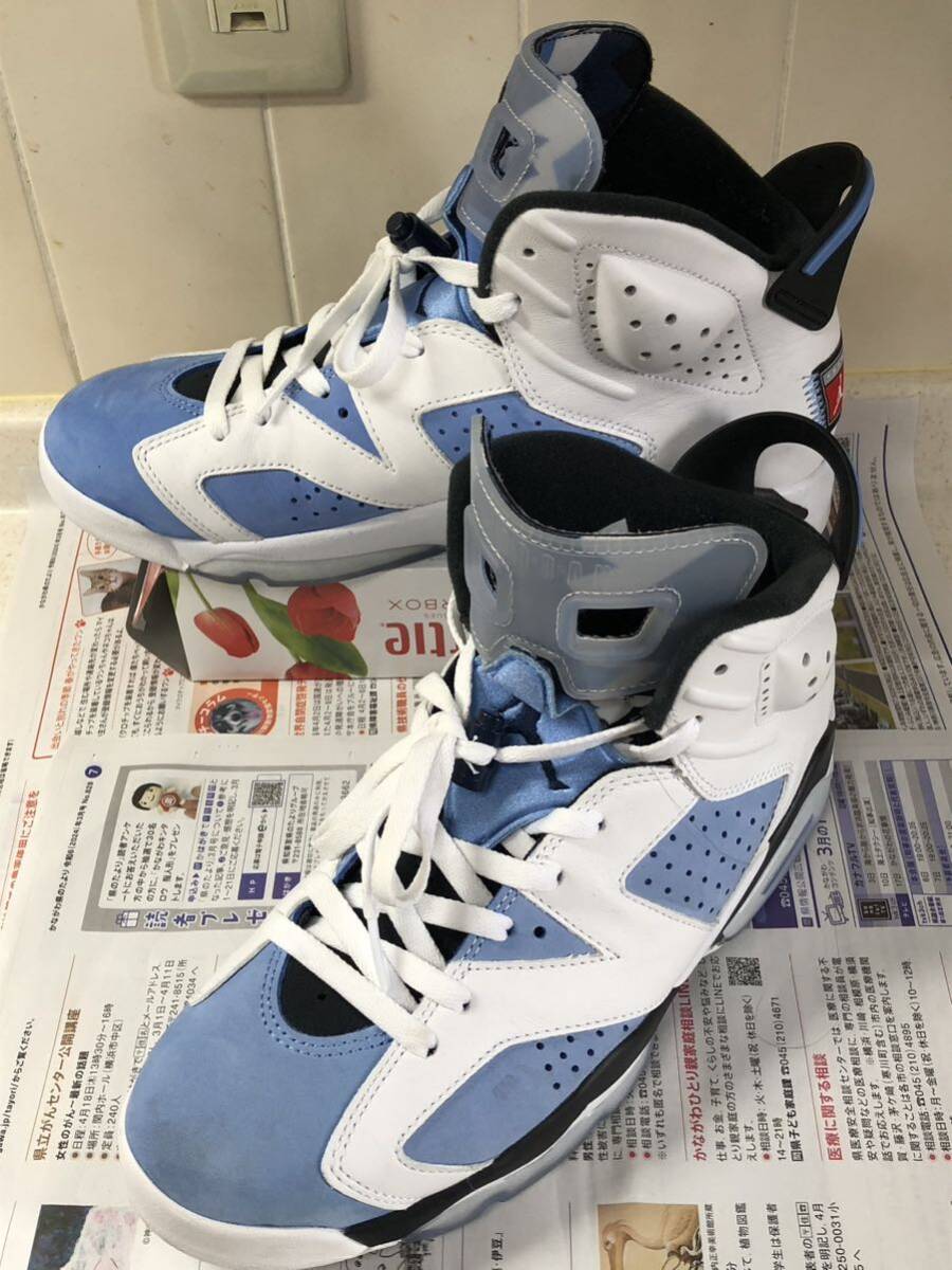 【80】NIKE/ナイキ AIR JORDAN 6 RETRO UNC/エアジョーダン6 レトロ ノースカロライナブルー JP28.0cm US10白青