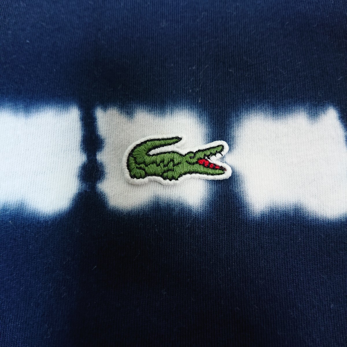 【良品】LACOSTE L!VE ラコステ ライブ ボーダー タイダイ染め ワニあり Tシャツ サイズ4 ネイビー stripe tie-dye tee t-shirt navy_画像5