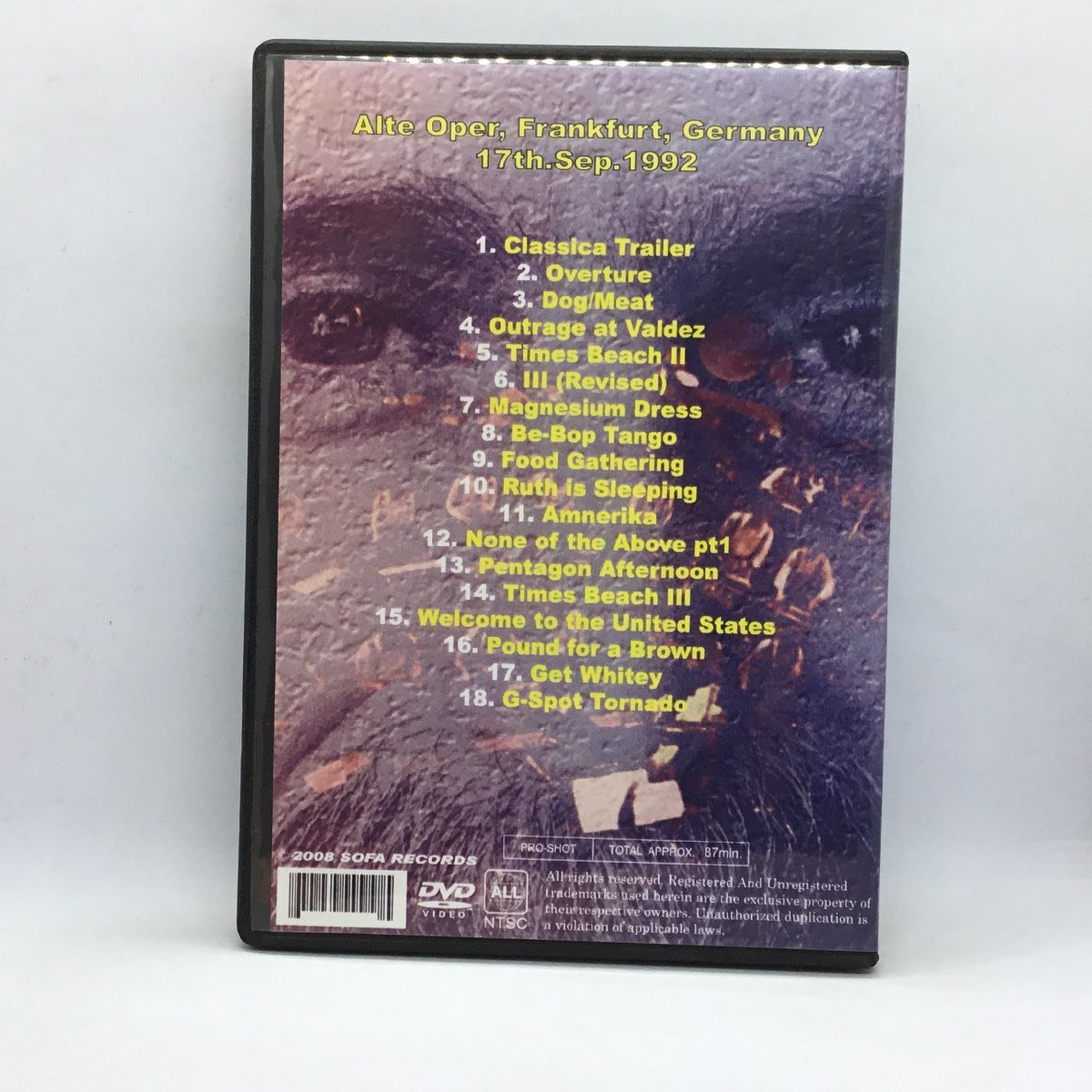 FRANK ZAPPA / THE YELLOW SHARK ON STAGE 1992 (DVD-R) SOFA003_画像2